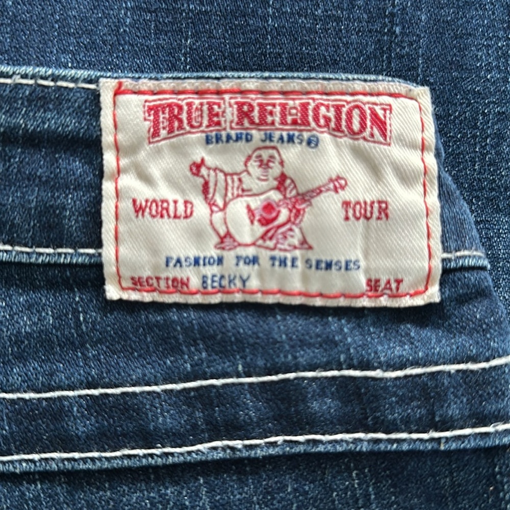 True Religion Becky Blue Jeans Size 28 with Swarovski Buttons New! - Picture 7 of 10